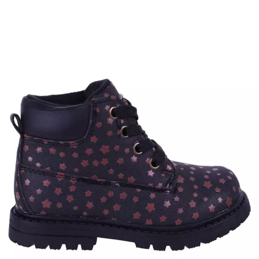 Botín Urbano Niña Color Negro Con Estrellas Talla 21