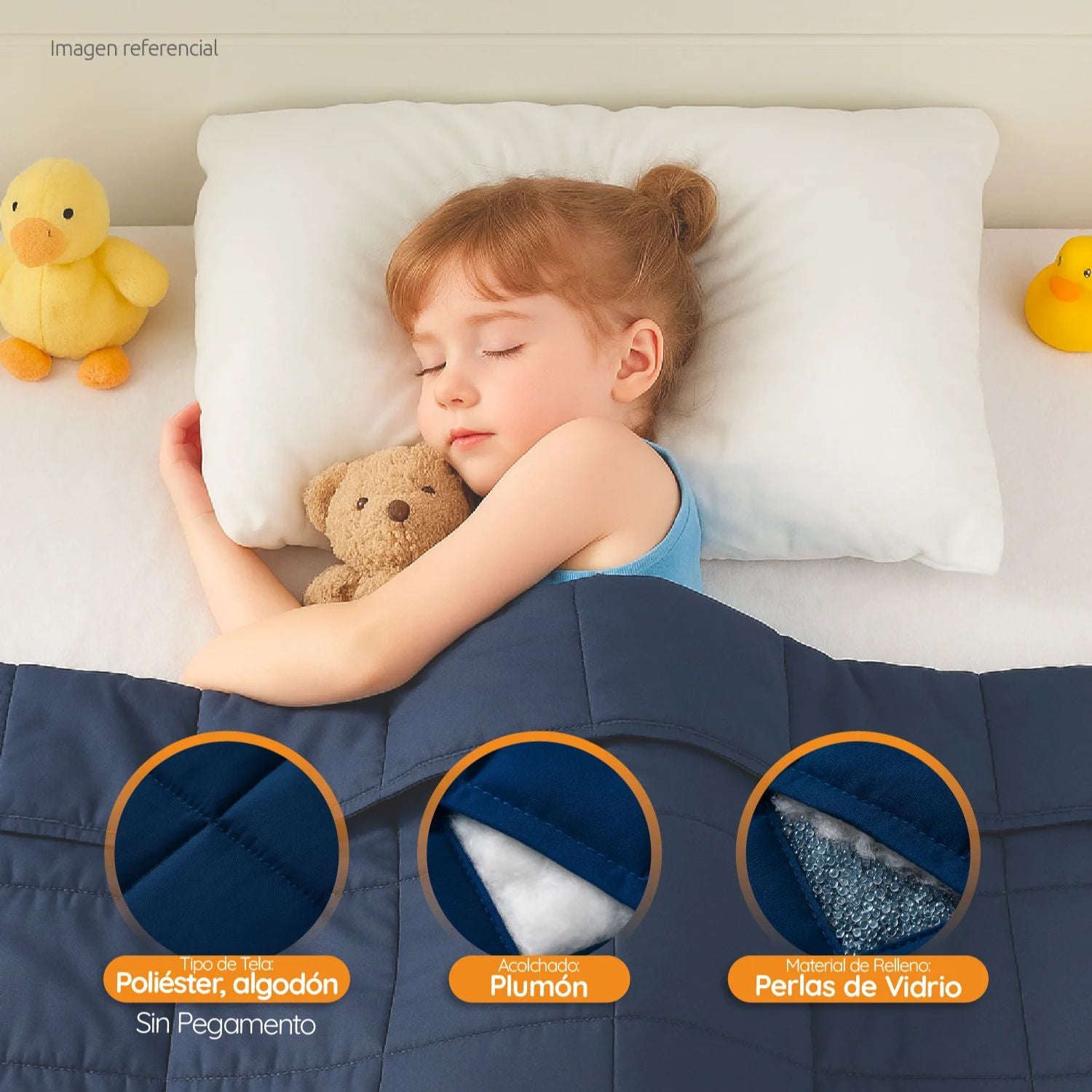 Manta De Gravedad niños Azul oscuro 4,5 kg 152x102 cm Trastorno Sueño