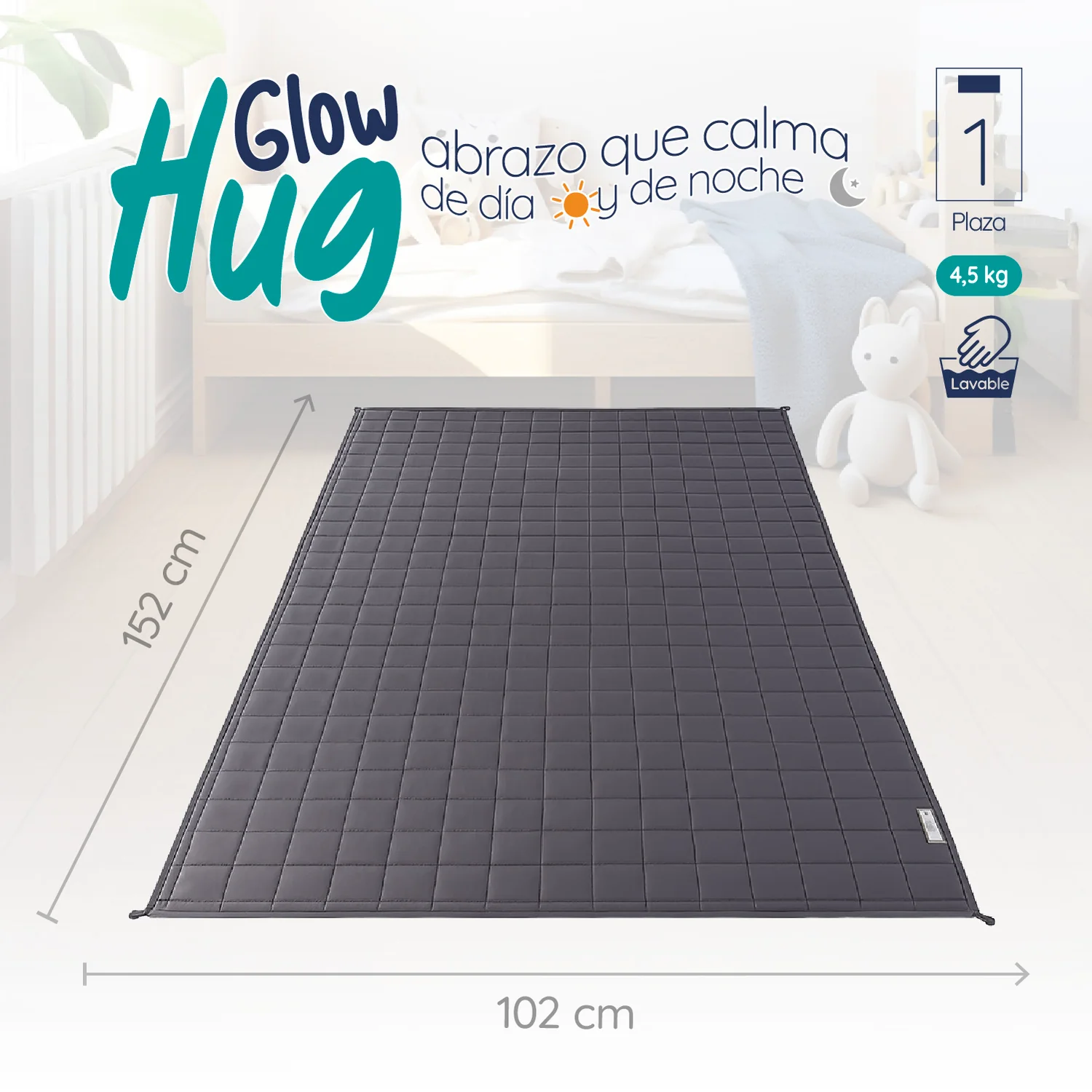 Manta De Gravedad niños Gris 4,5 kg 152x102 cm Trastorno Sueño