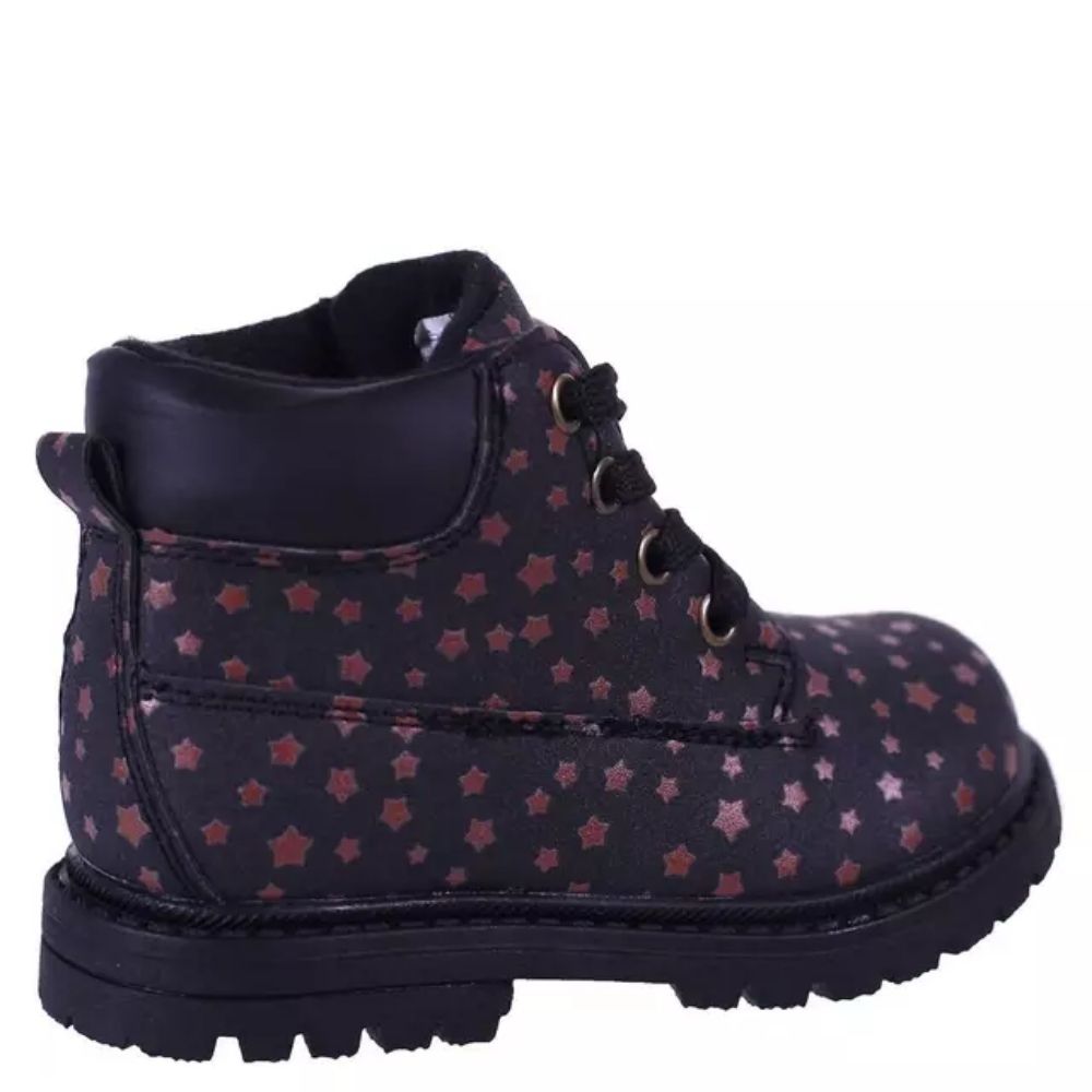 Botín Urbano Niña Color Negro Con Estrellas Talla 21
