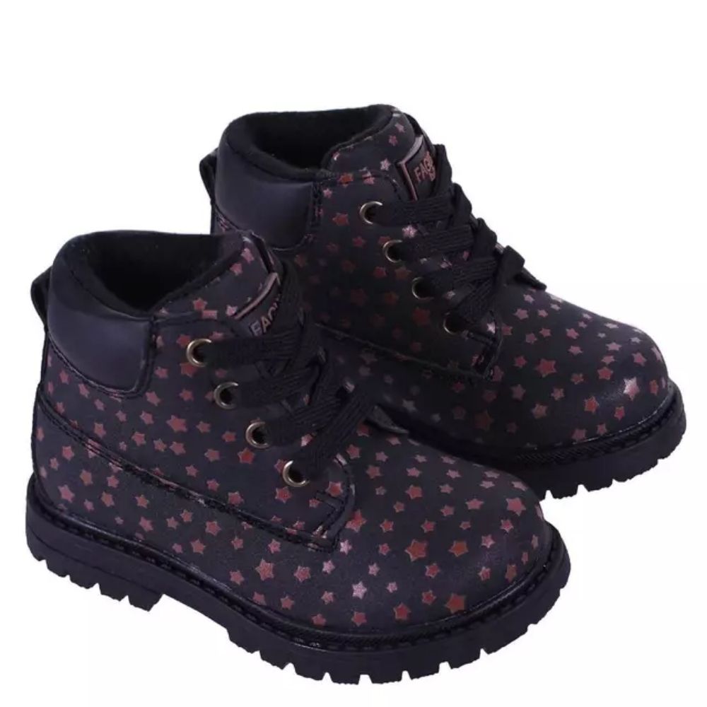 Botín Urbano Niña Color Negro Con Estrellas Talla 21