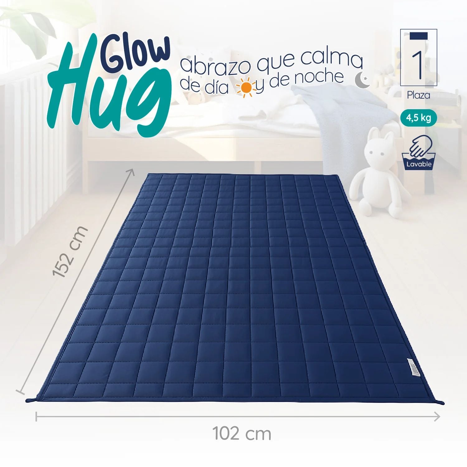Manta De Gravedad niños Azul oscuro 4,5 kg 152x102 cm Trastorno Sueño