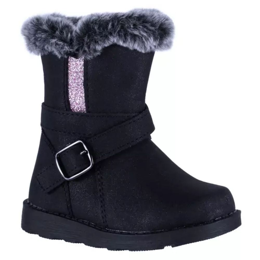 Botas Negras para Niña con Aplicación de Piel Cómodas