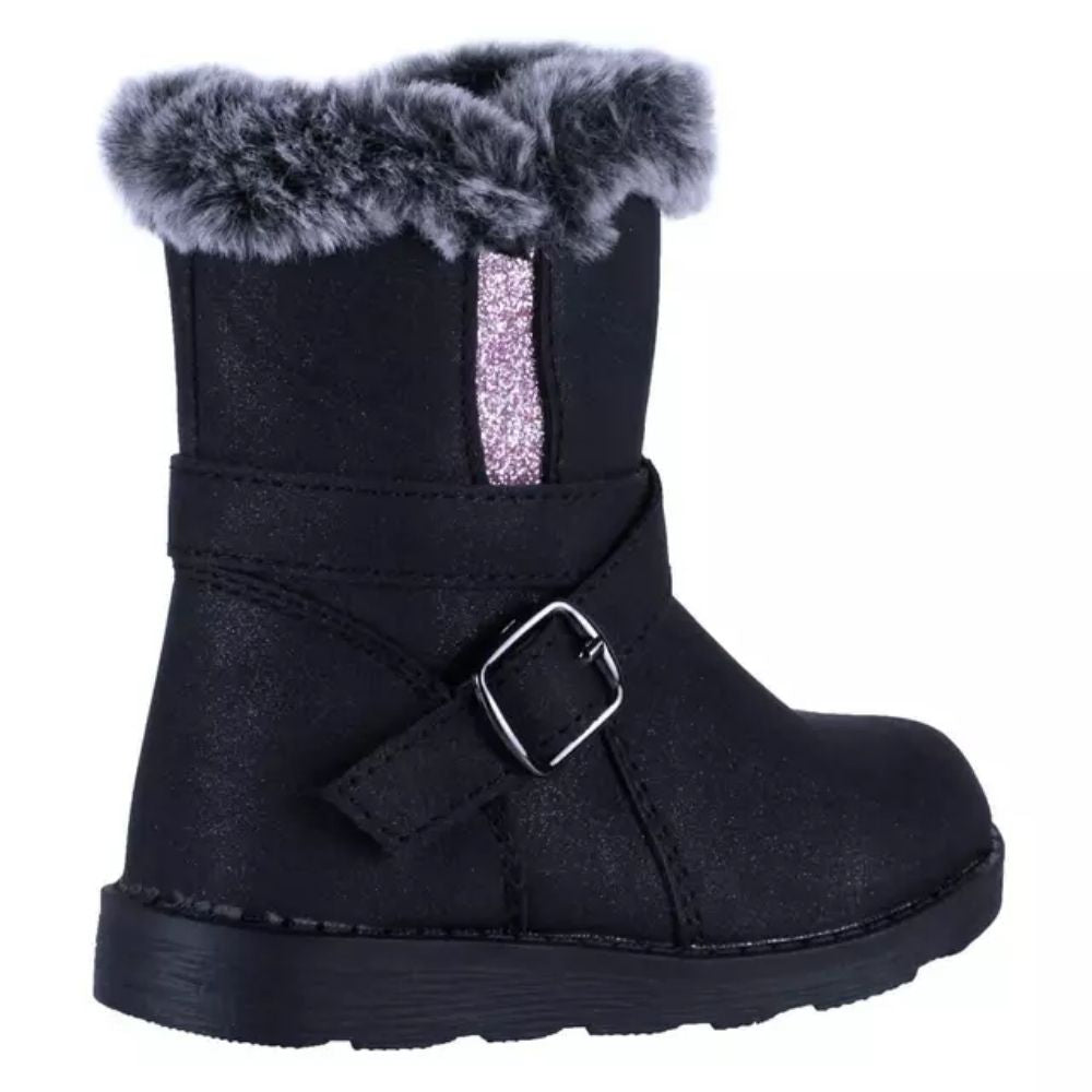 Botas Negras para Niña con Aplicación de Piel Cómodas