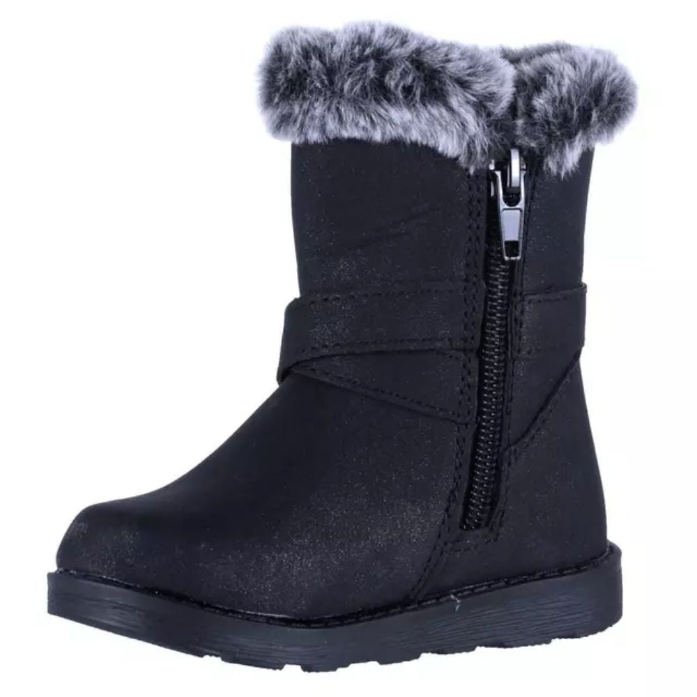 Botas Negras para Niña con Aplicación de Piel Cómodas