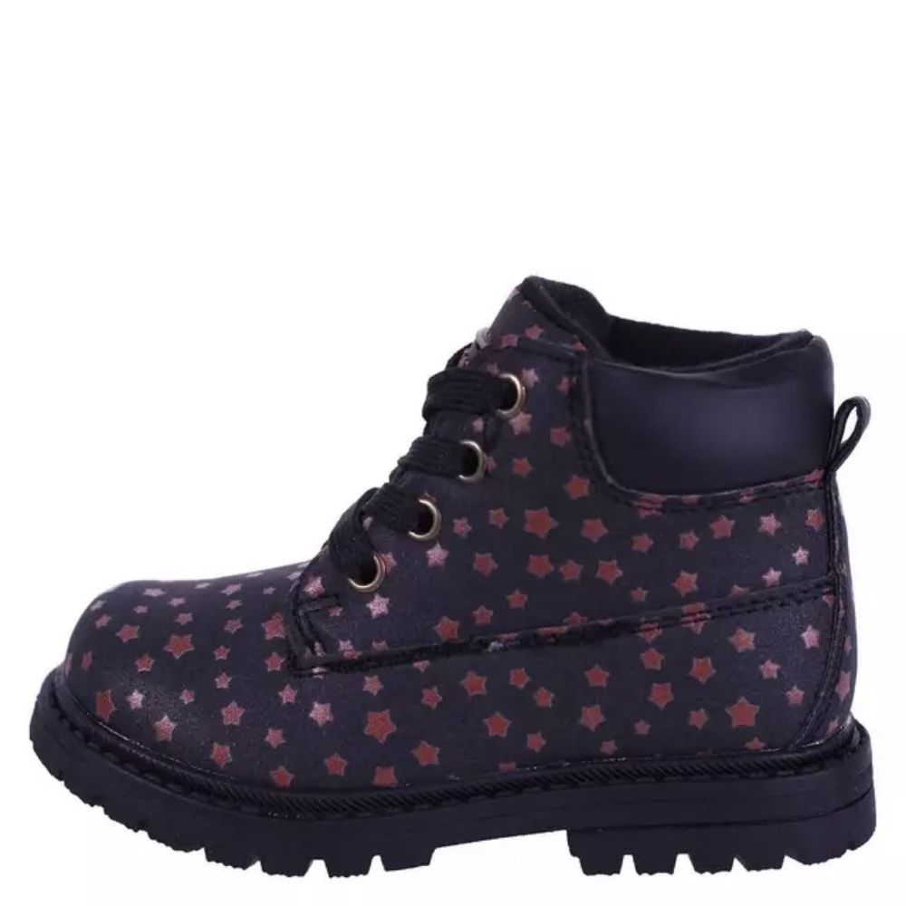 Botín Urbano Niña Color Negro Con Estrellas Talla 21