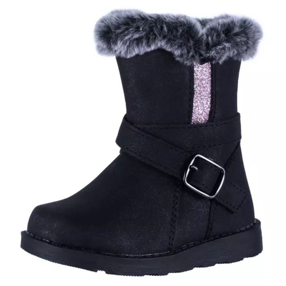 Botas Negras para Niña con Aplicación de Piel Cómodas