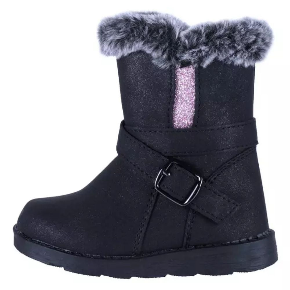 Botas Negras para Niña con Aplicación de Piel Cómodas