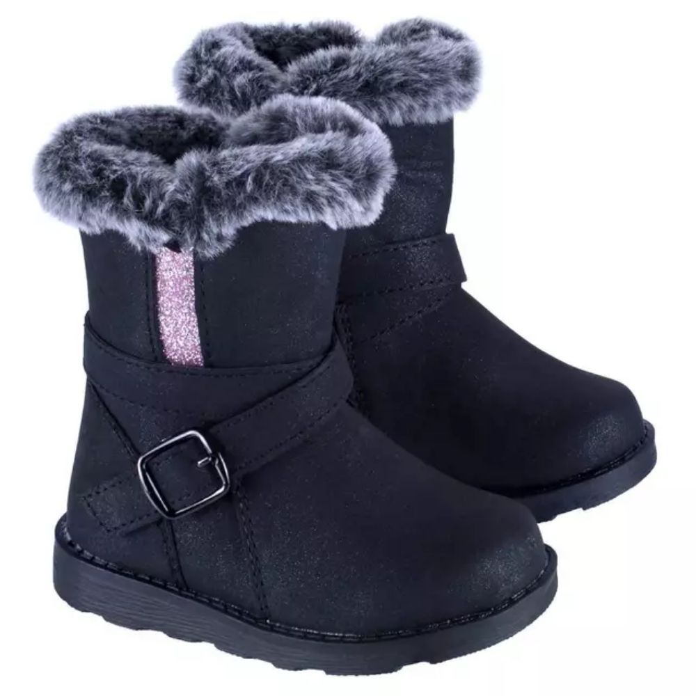 Botas Negras para Niña con Aplicación de Piel Cómodas