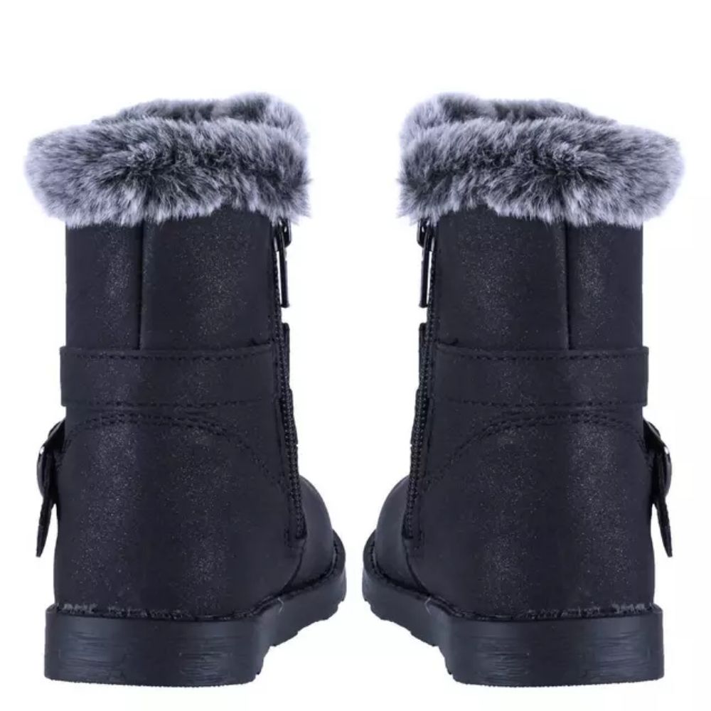 Botas Negras para Niña con Aplicación de Piel Cómodas