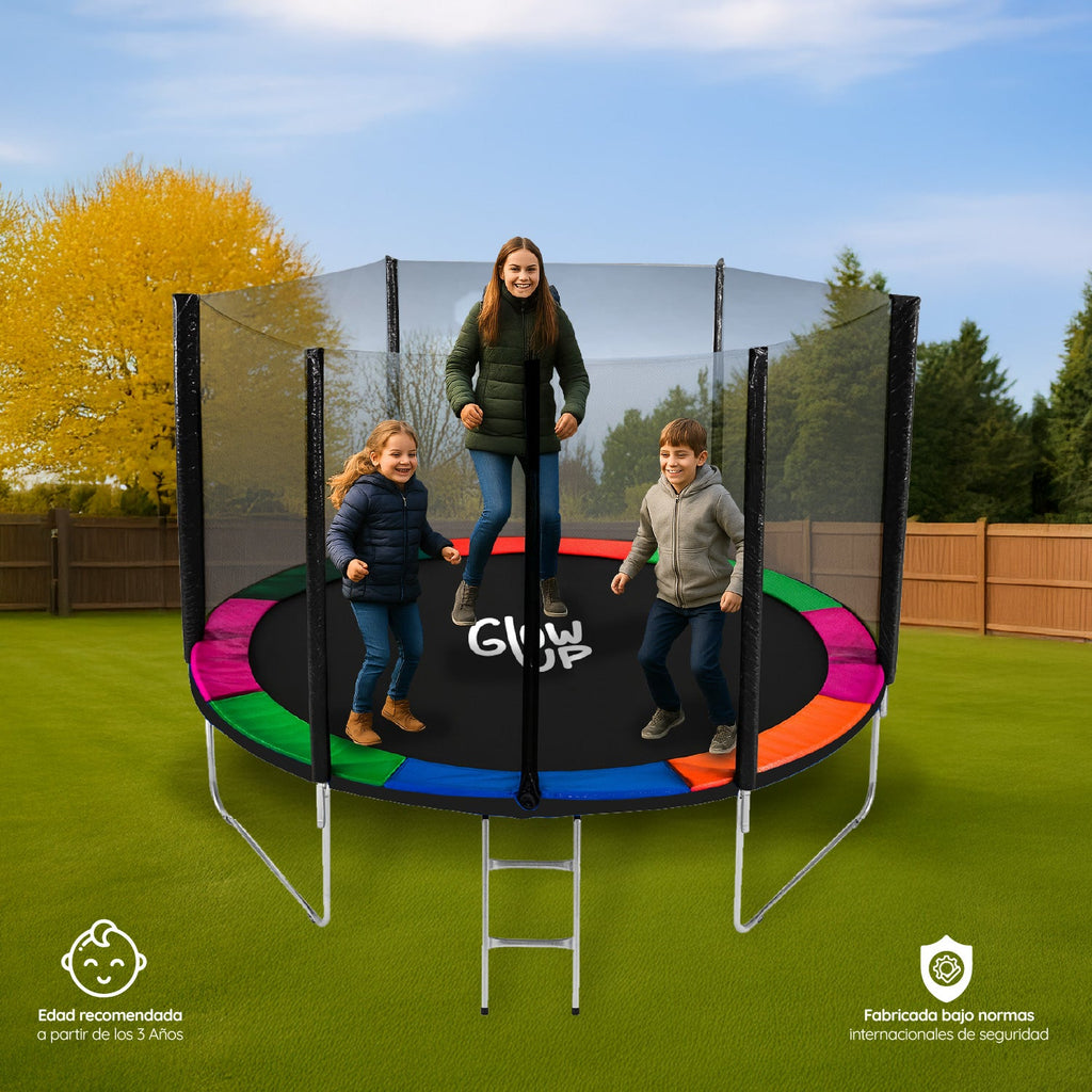 Cama Elástica 10ft 3,05 mts GlowUp con Malla y Escalera