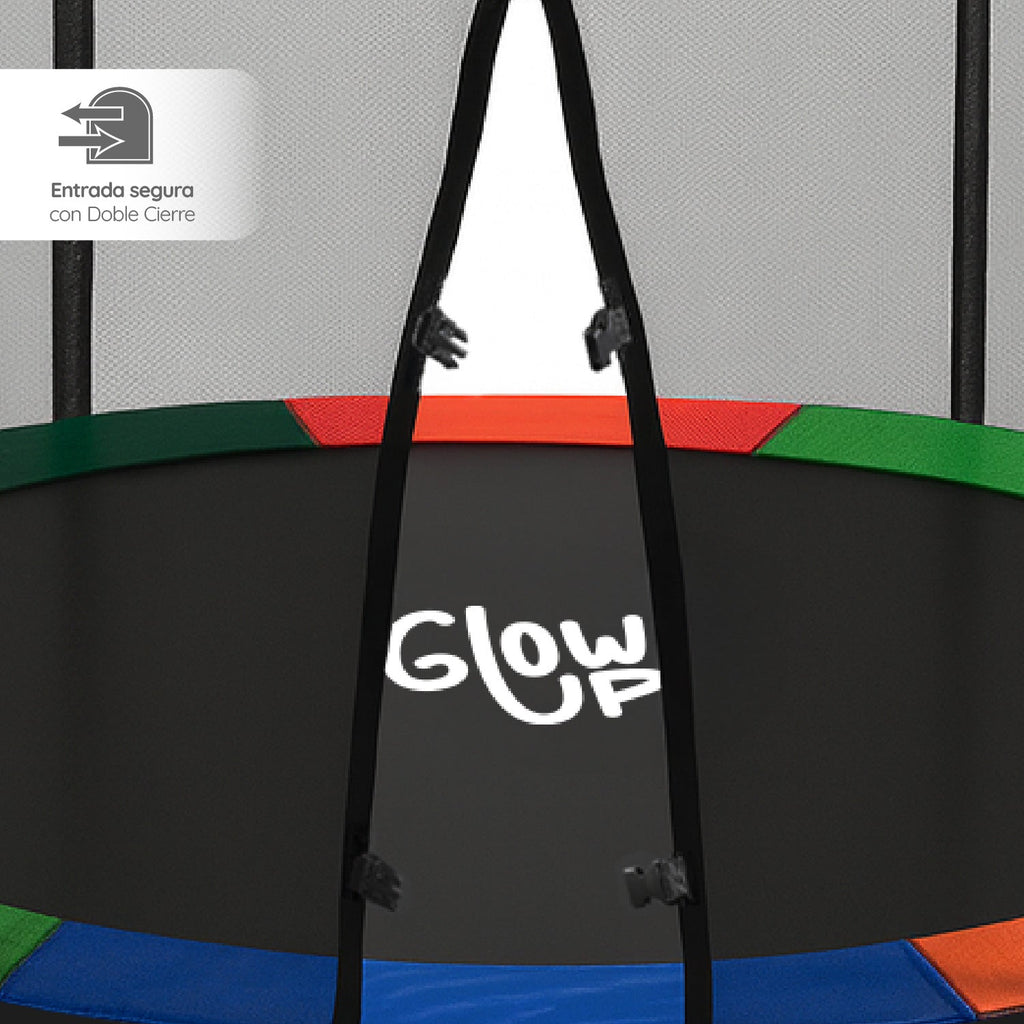 Cama Elástica 12ft 3,2 mts GlowUp con Malla y Escalera