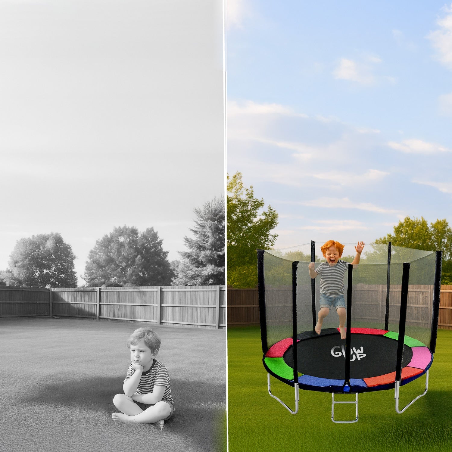 Cama Elástica 6ft 1.83mt soporta 160kg Malla Glowup + Escalera