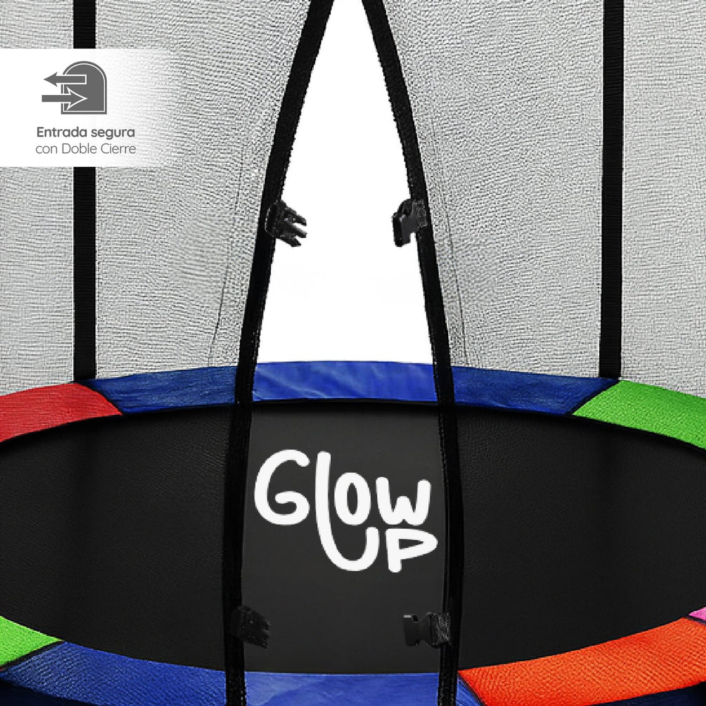 Cama Elástica 8ft 2,44 mts GlowUp con Malla y Escalera