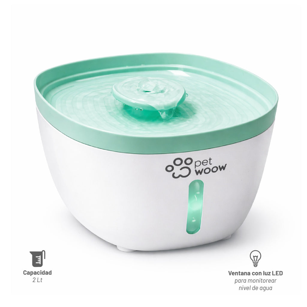 Fuente de Agua Bebedero para Mascotas Verde