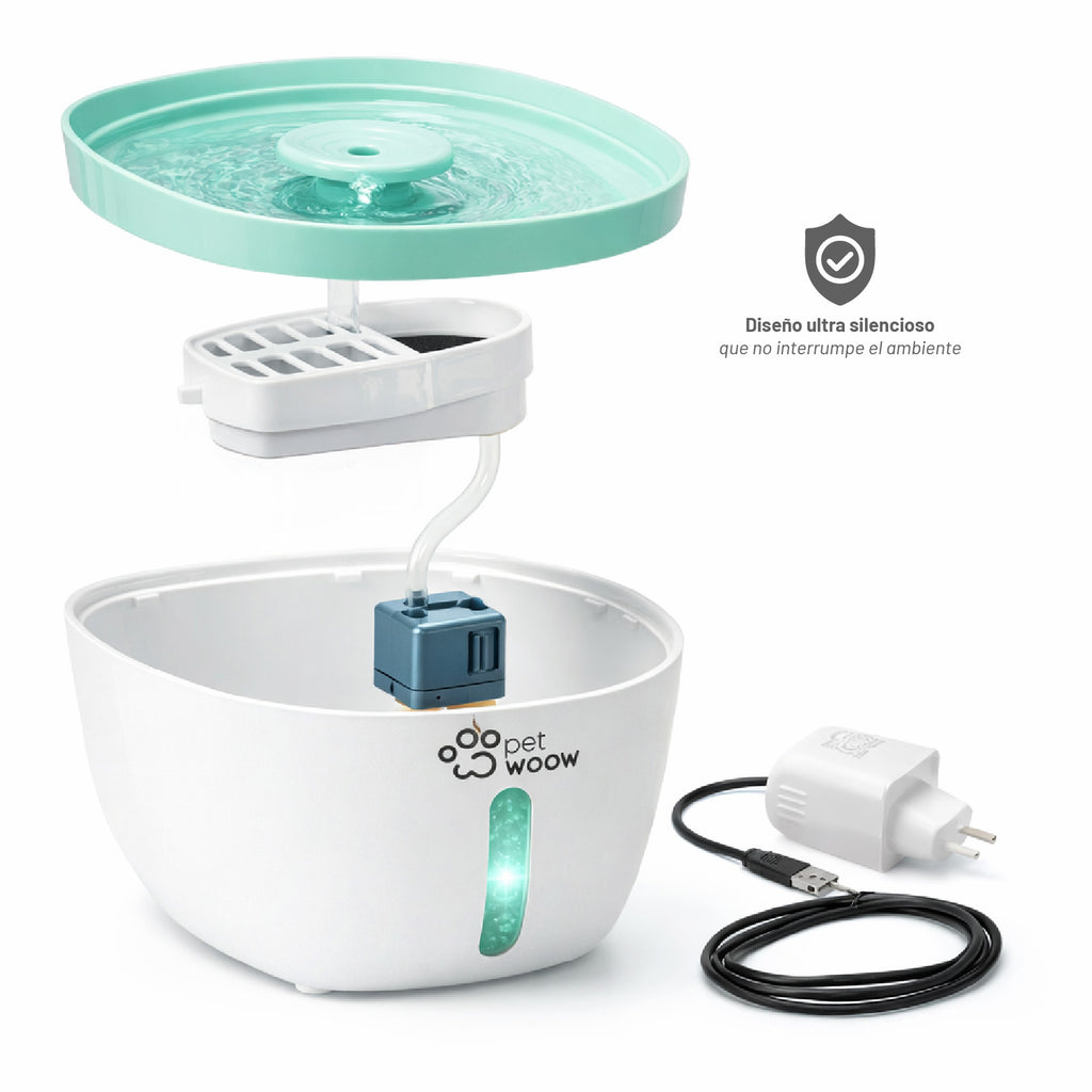 Fuente de Agua Bebedero para Mascotas Verde