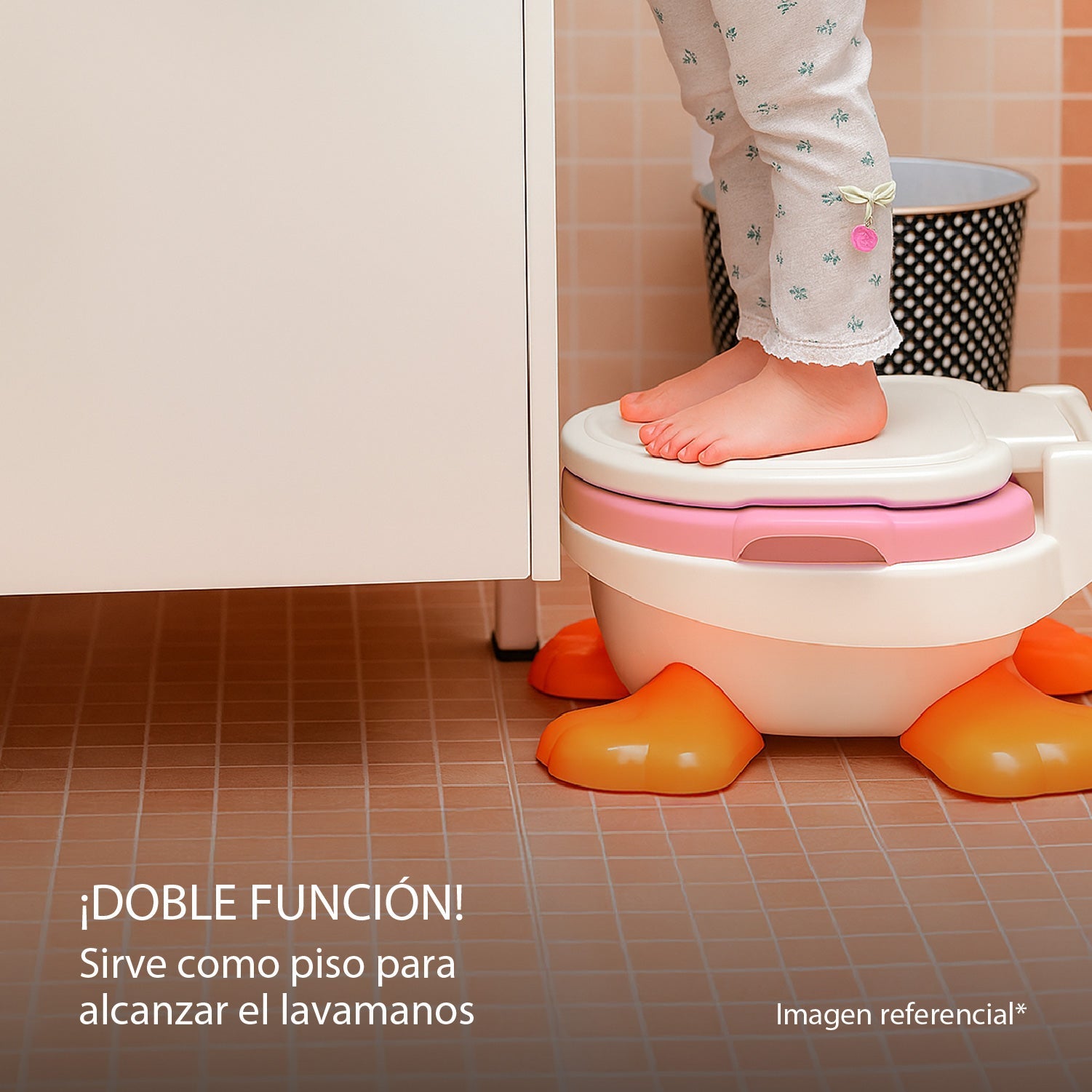 Pelela Patito Baby Potty 3 en 1 Rosada GlowUp 18 a 36 meses