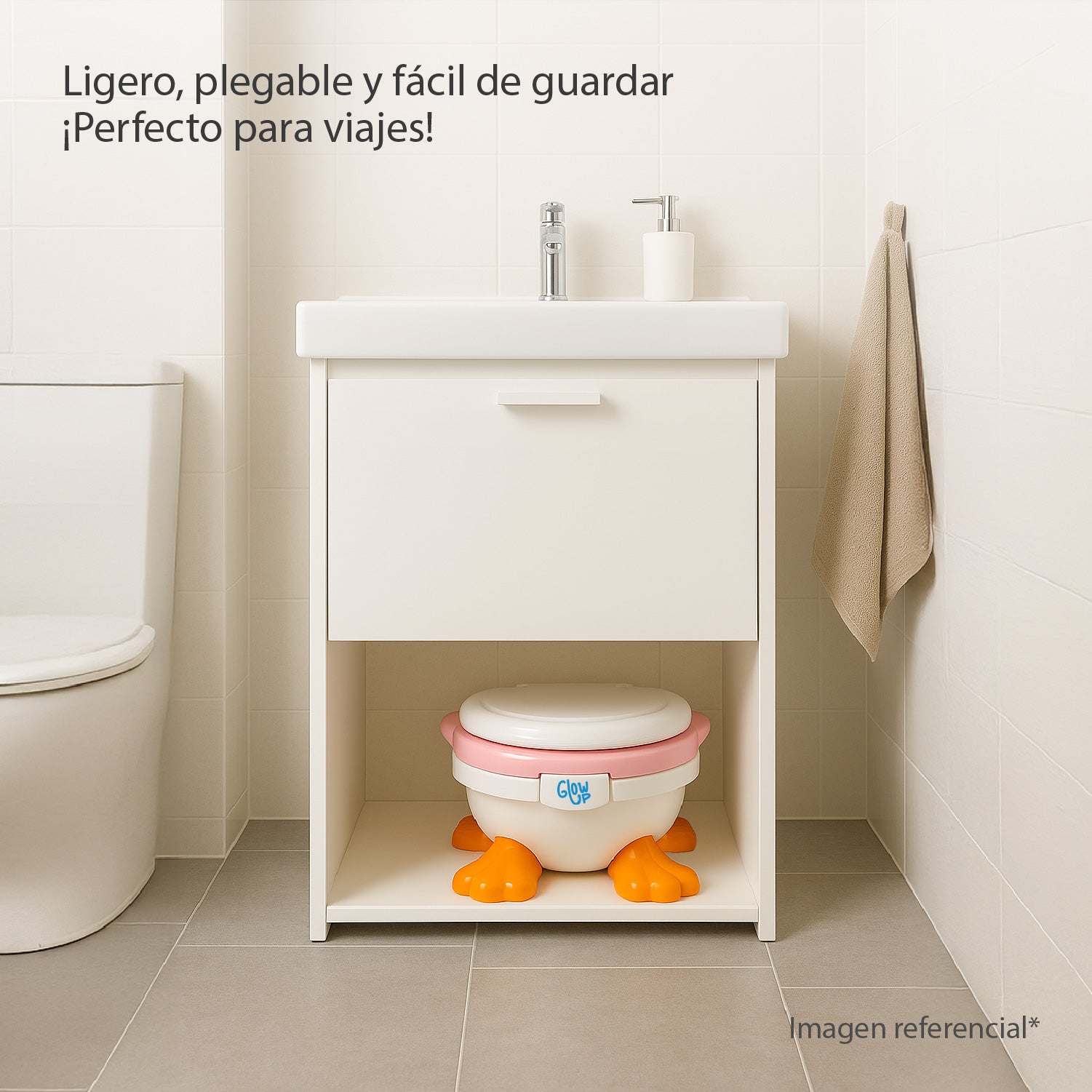 Pelela Patito Baby Potty 3 en 1 Rosada GlowUp 18 a 36 meses