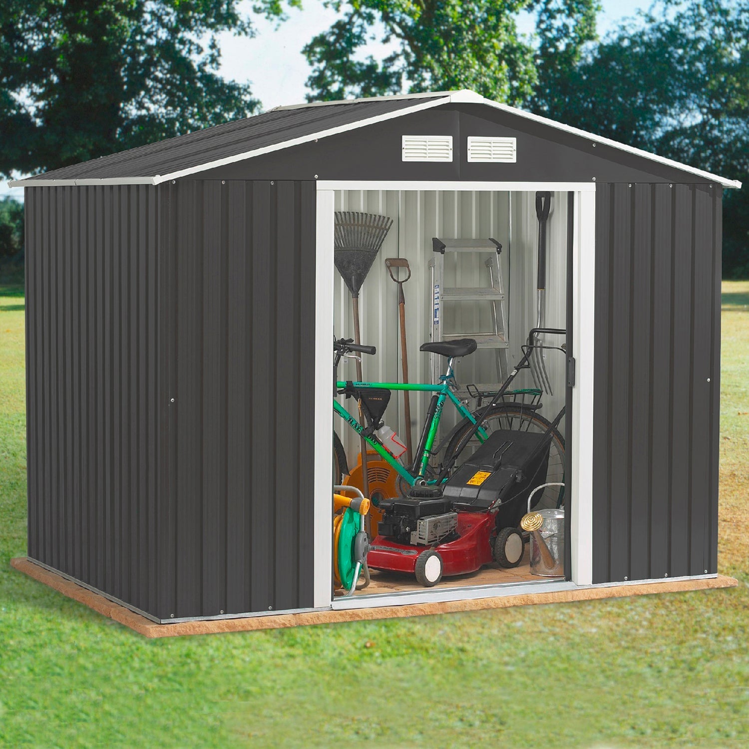 Bodega De Jardín Garage Gris 195x195x125 cm Homeclaf