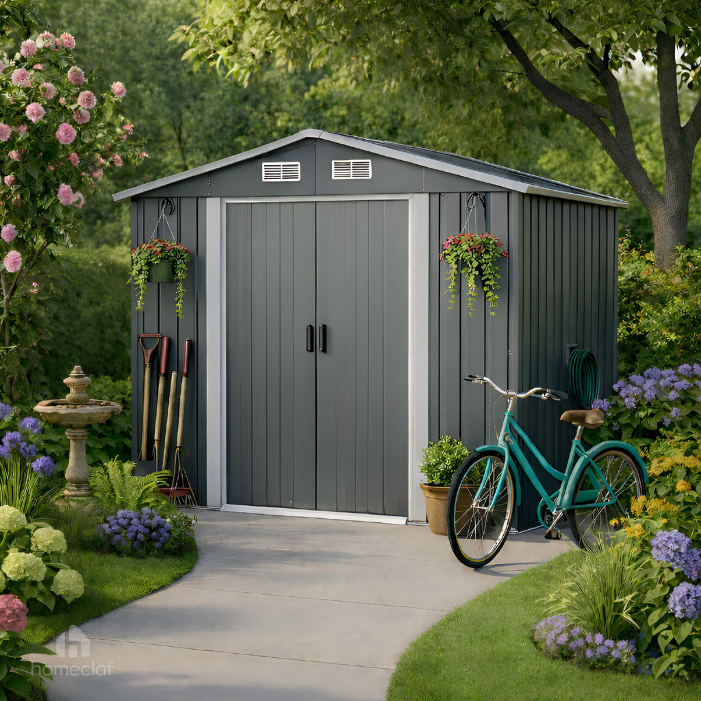 Bodega De Jardín Garage Gris 195x195x125 cm Homeclaf
