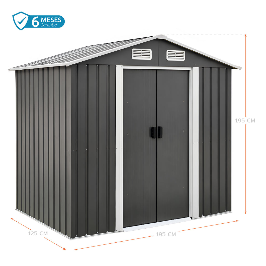 Bodega De Jardín Garage Gris 195x195x125 cm Homeclaf