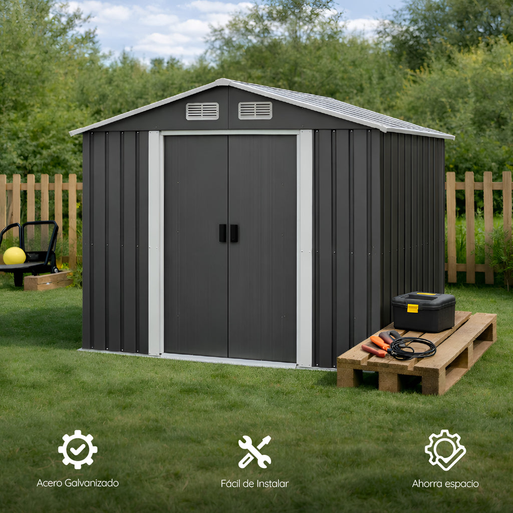 Bodega De Jardín Garage Gris 195x195x125 cm Homeclaf