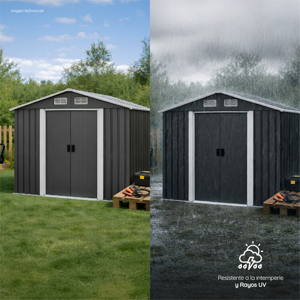 Bodega De Jardín Garage Gris 195x195x125 cm Homeclaf