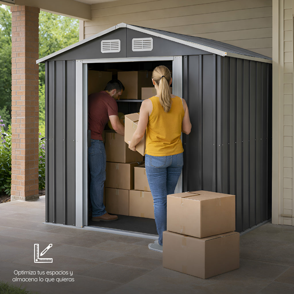 Bodega De Jardín Garage Gris 195x195x125 cm Homeclaf