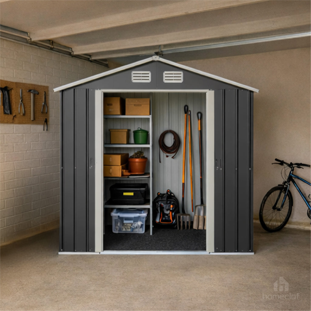 Bodega De Jardín Garage Gris 195x195x125 cm Homeclaf