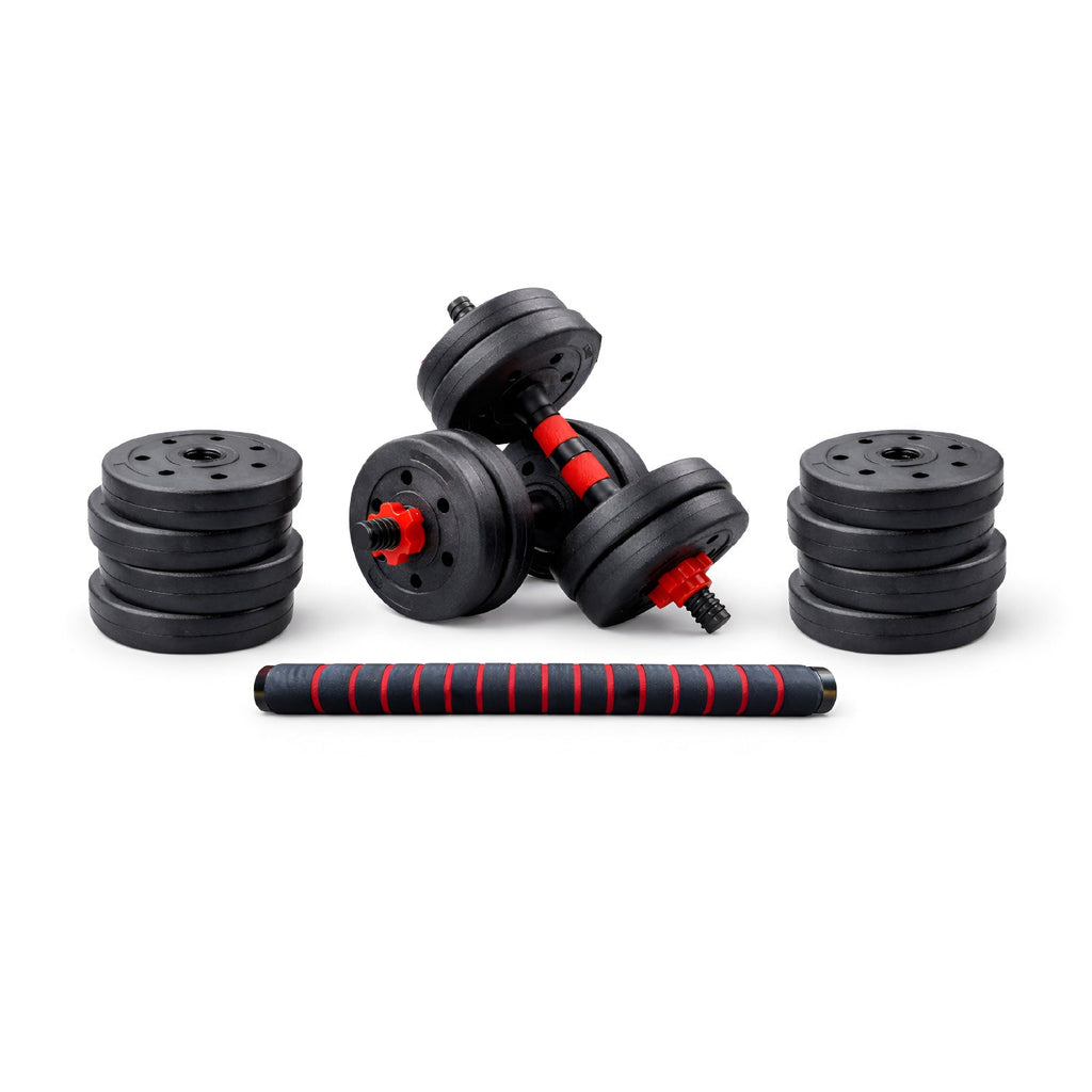 Set Mancuernas Con Barra Ajustable 30Kg K-Fit