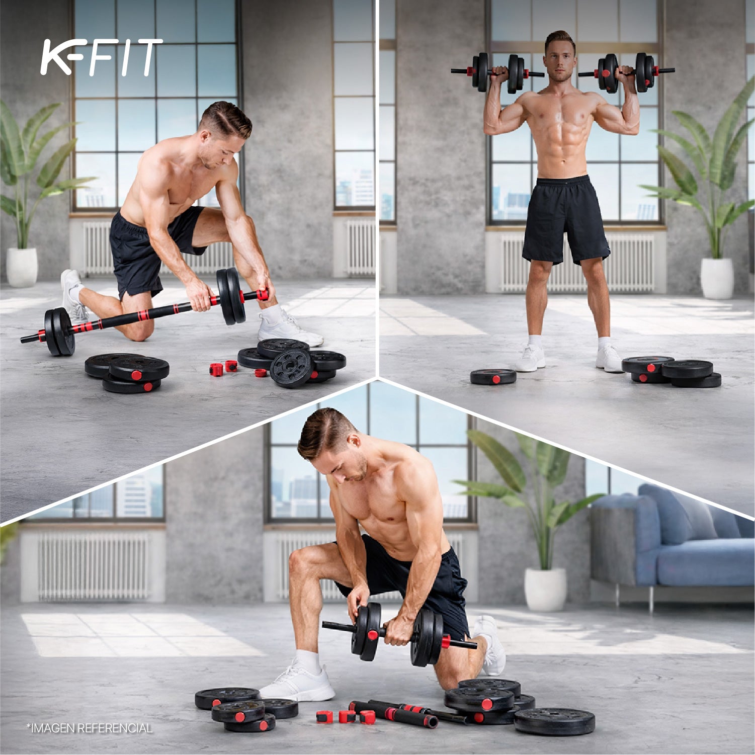 Set Mancuernas con Barra Ajustable 40Kg