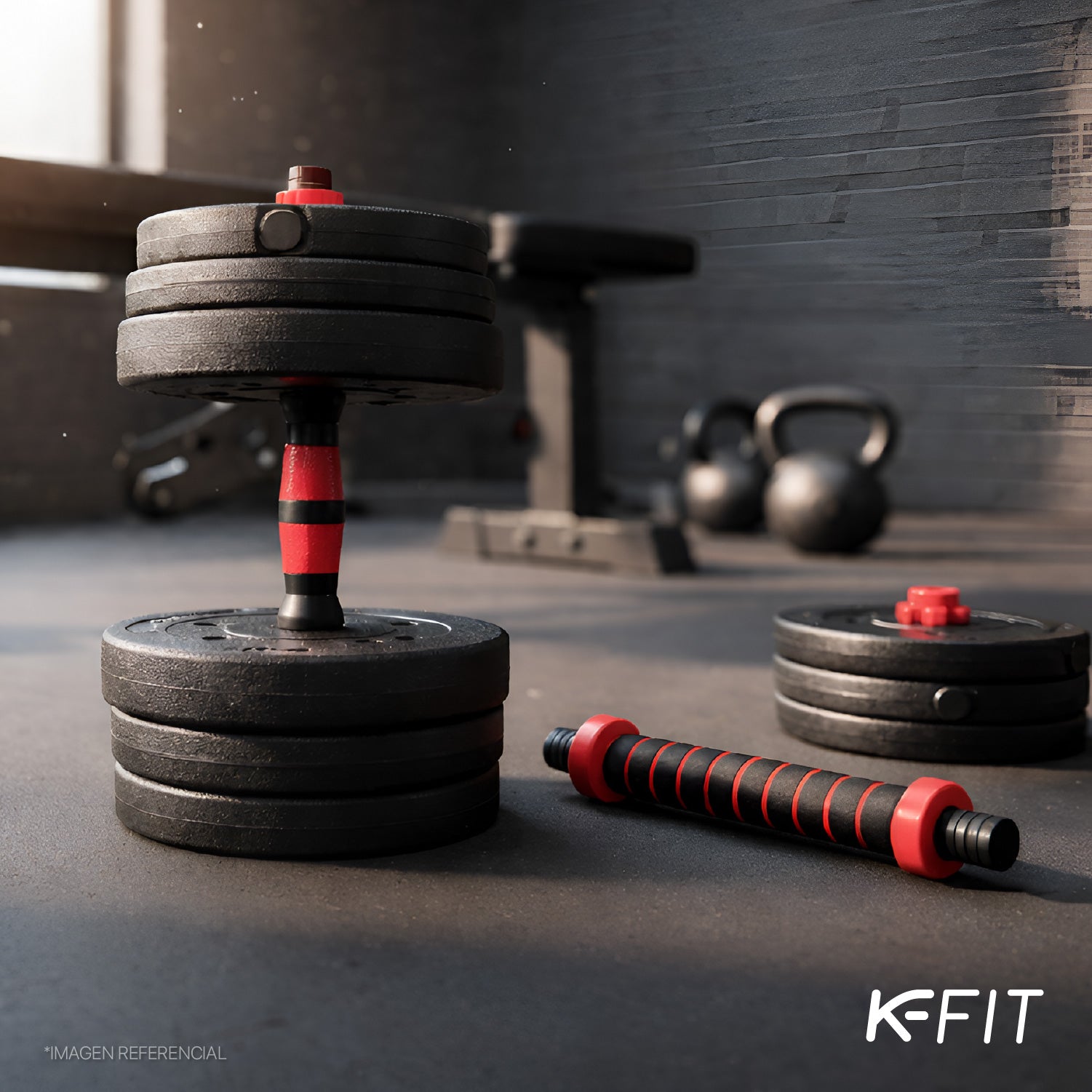 Set Mancuernas con Barra Ajustable 40Kg