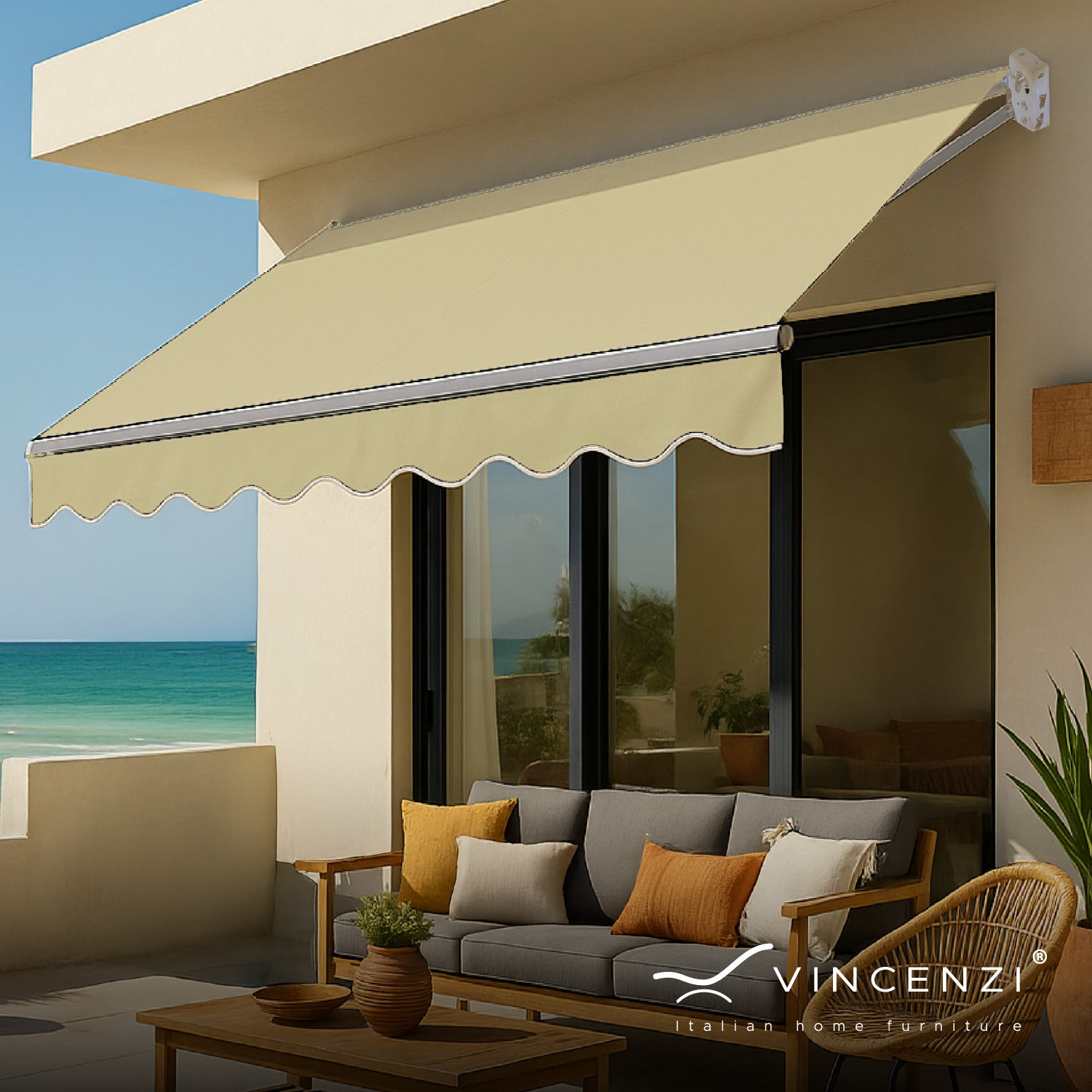 Toldo con brazo retractil Terrazas 4x2.5 Mts Beige