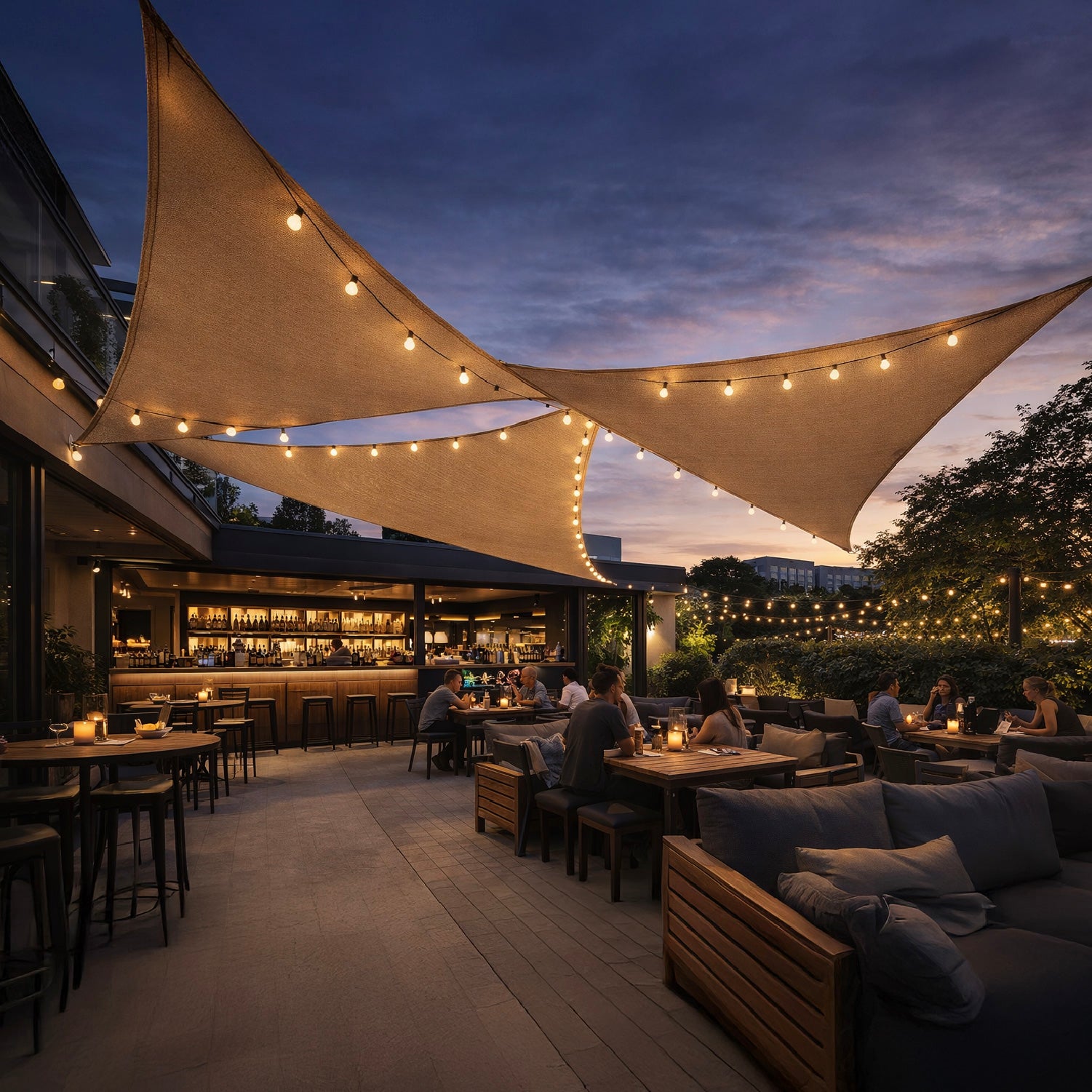 Toldo vela triangular caqui Miglu + kit de instalación