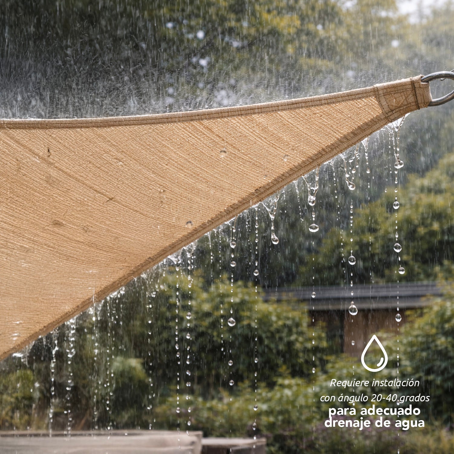 Toldo vela triangular caqui Miglu + kit de instalación