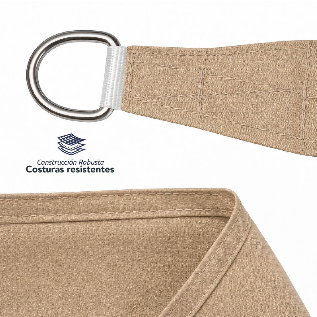 Toldo vela triangular caqui Miglu + kit de instalación