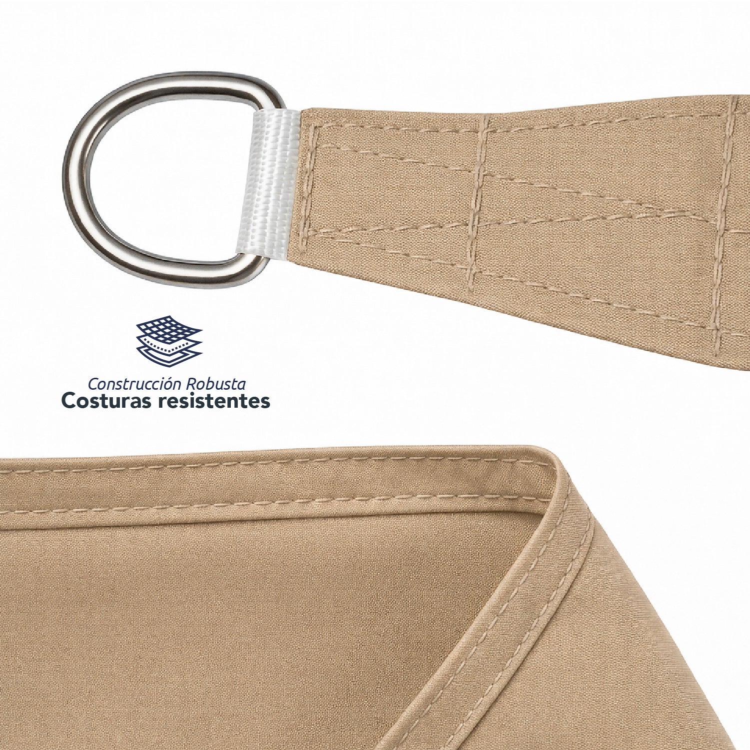 Toldo vela triangular caqui Miglu + kit de instalación