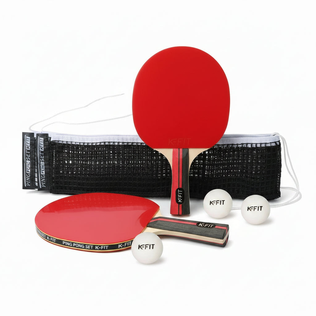 Set de 2 Paletas Ping Pong + Malla + 3 Pelotas K-FIT