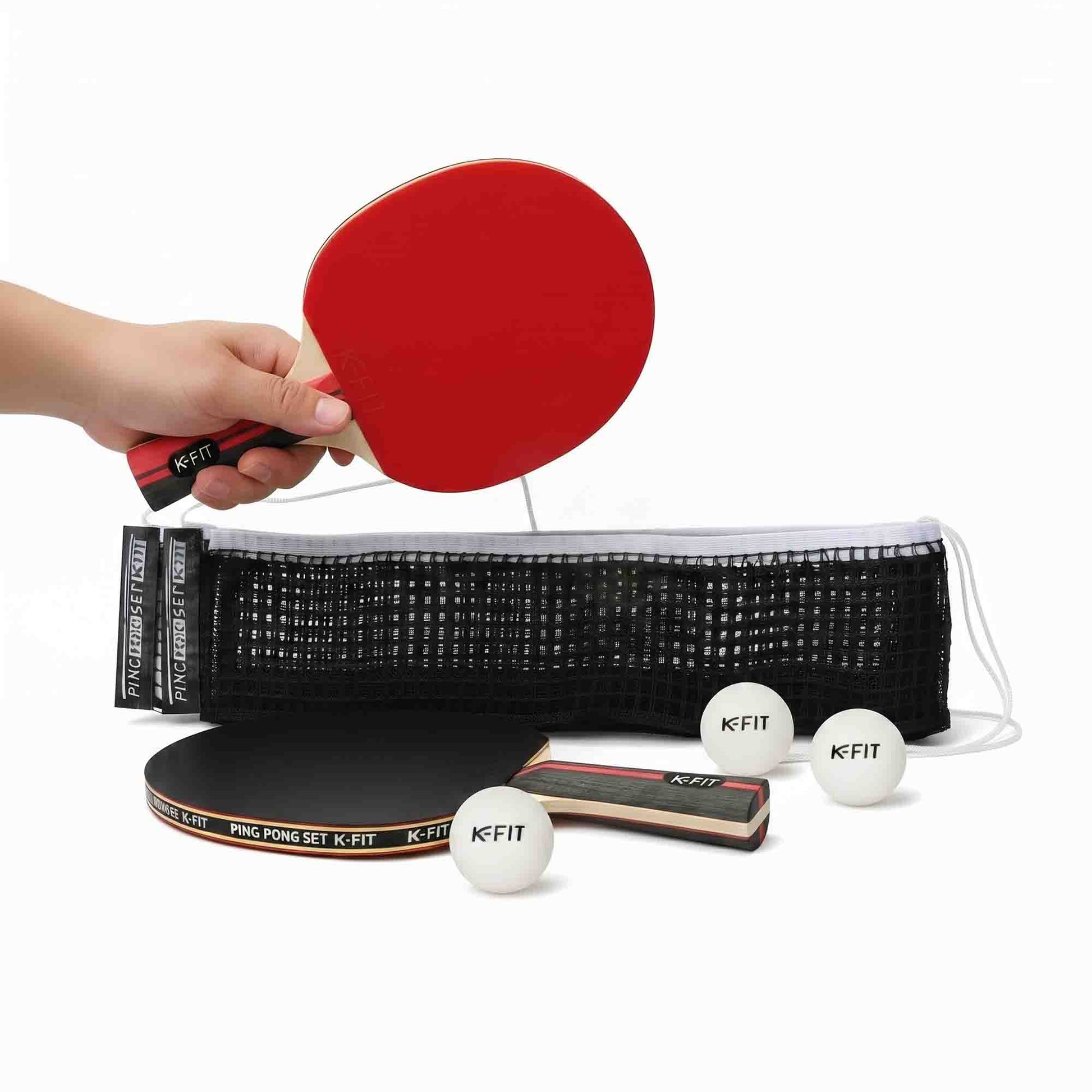 Set de 2 Paletas Ping Pong + Malla + 3 Pelotas K-FIT