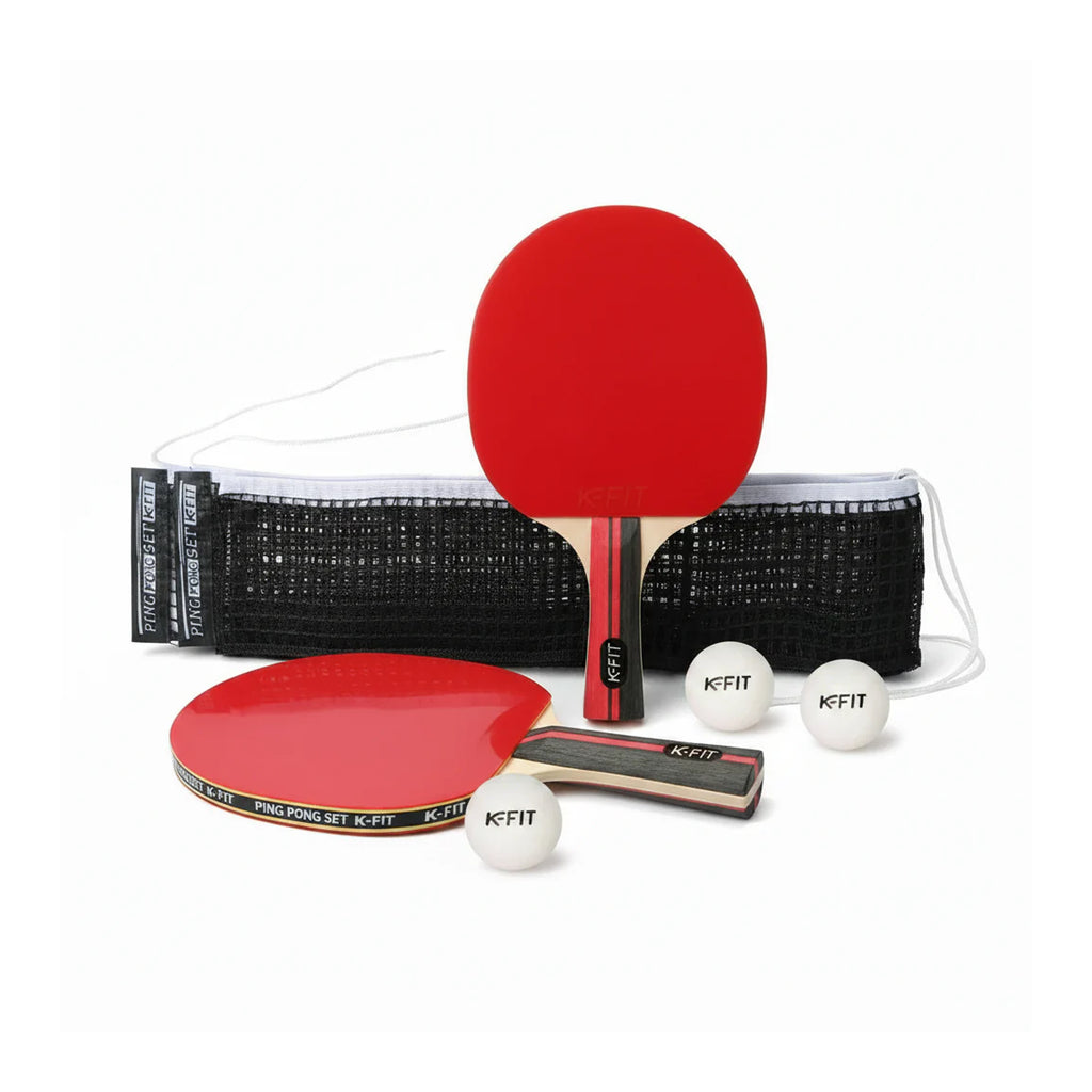 Set de 2 Paletas Ping Pong + Malla + 3 Pelotas K-FIT