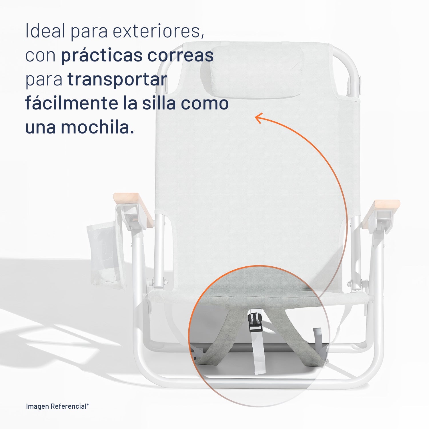 Silla De Playa Aluminio Madera Y Tela Resistente Gris Miglu