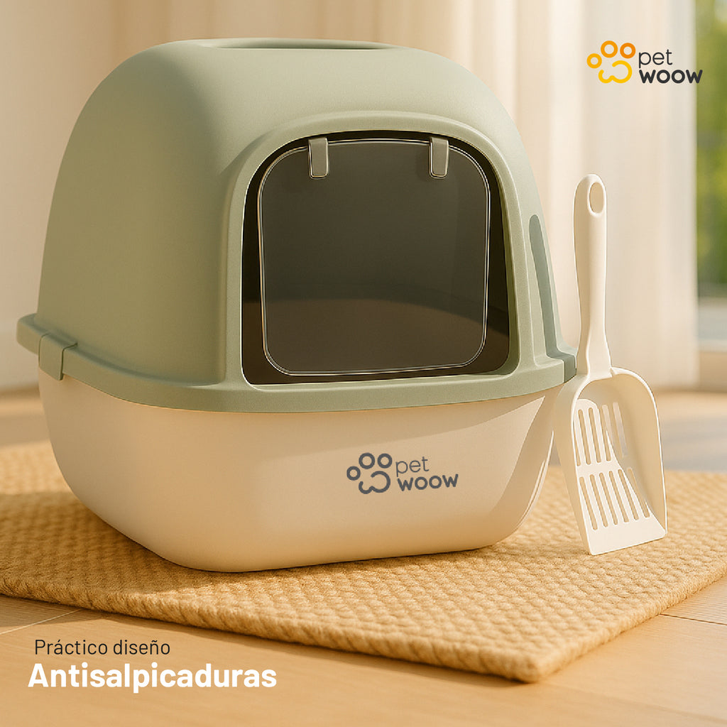 Arenero Gatos con puerta abatible Gris 52x41x40 cm Petwoow