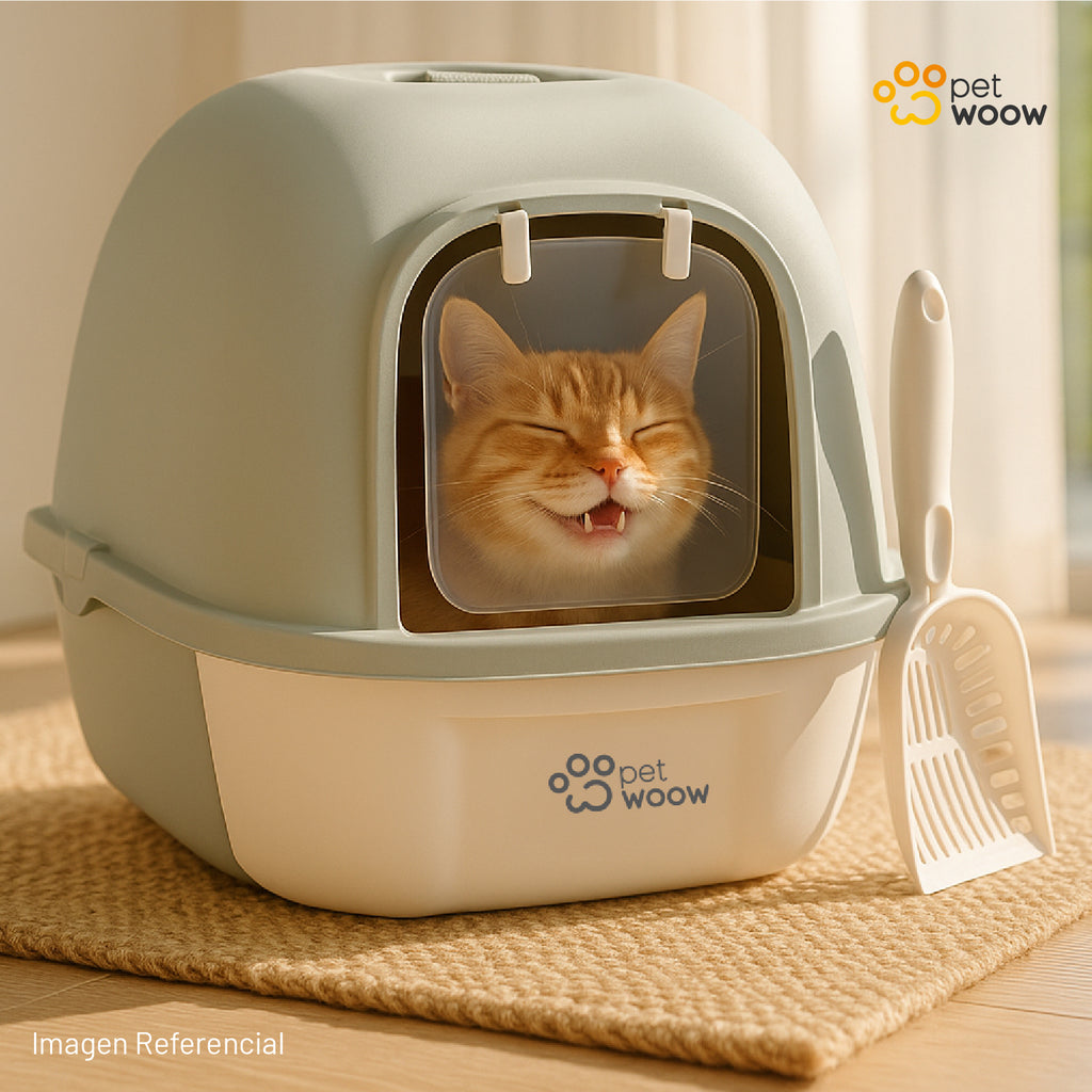 Arenero Gatos con puerta abatible Gris 52x41x40 cm Petwoow