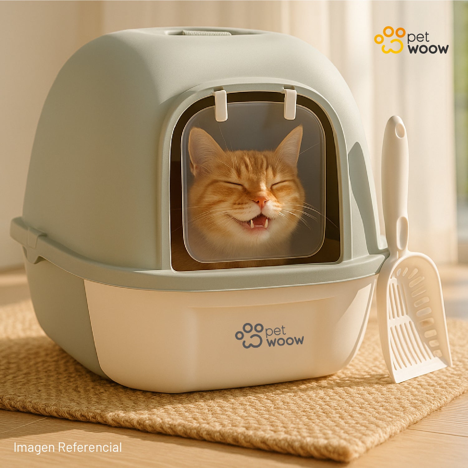 Arenero Gatos con puerta abatible Gris 52x41x40 cm Petwoow