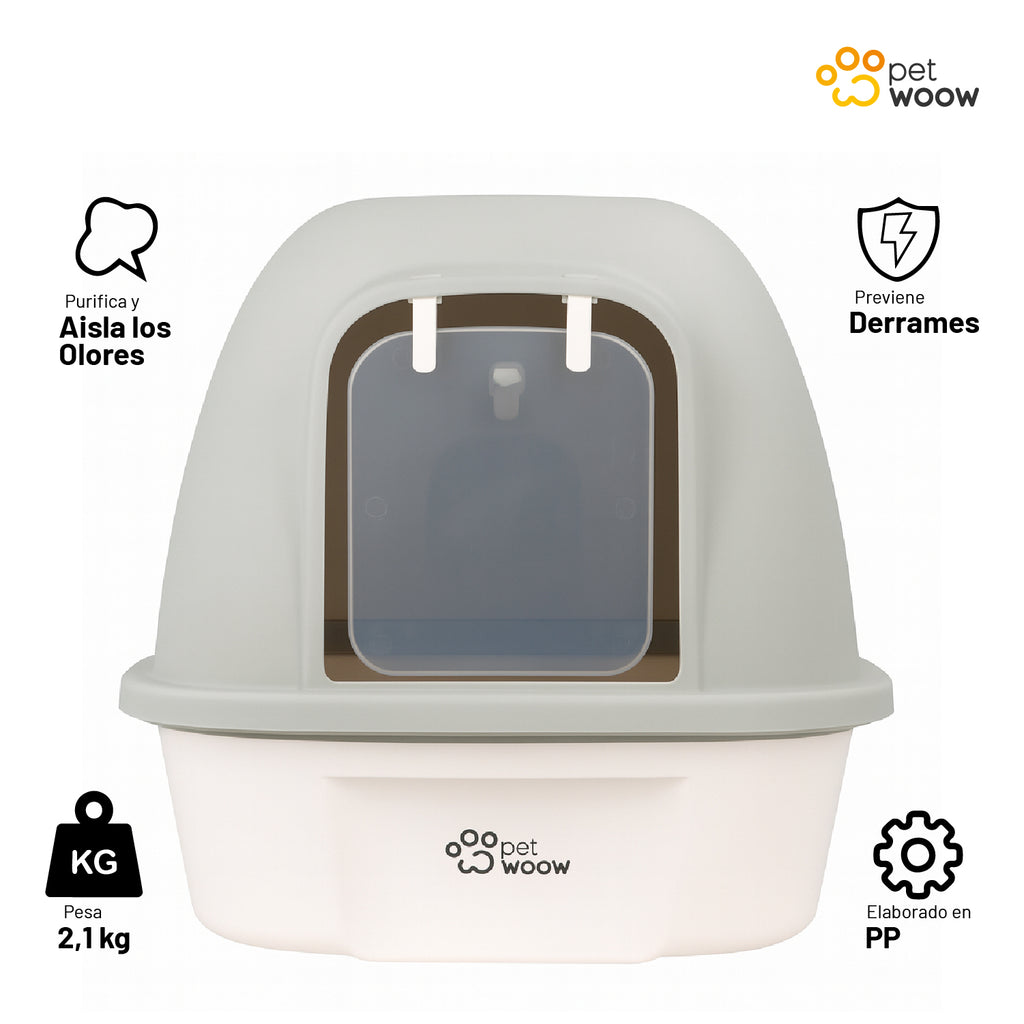 Arenero Gatos con puerta abatible Gris 52x41x40 cm Petwoow