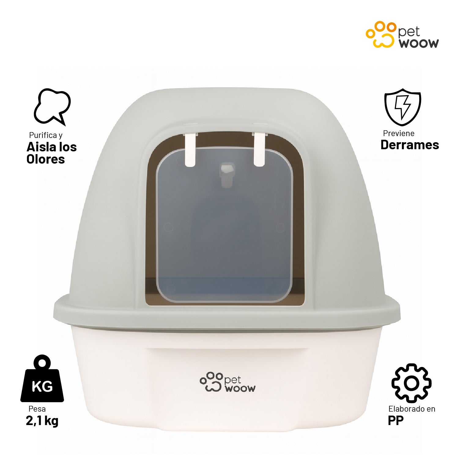 Arenero Gatos con puerta abatible Gris 52x41x40 cm Petwoow