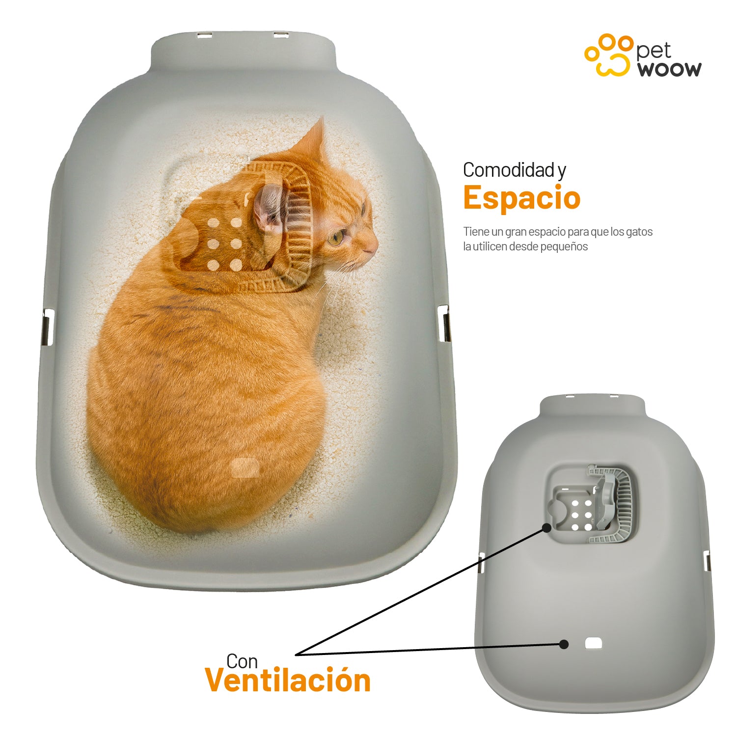 Arenero Gatos con puerta abatible Gris 52x41x40 cm Petwoow