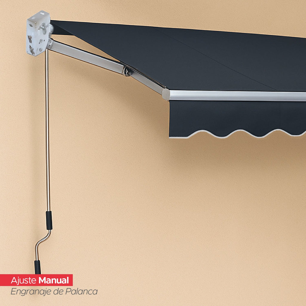 Toldo Retráctil 200x150 Cm Gris Grafito Brazo Manual Para Terraza Vincenzi