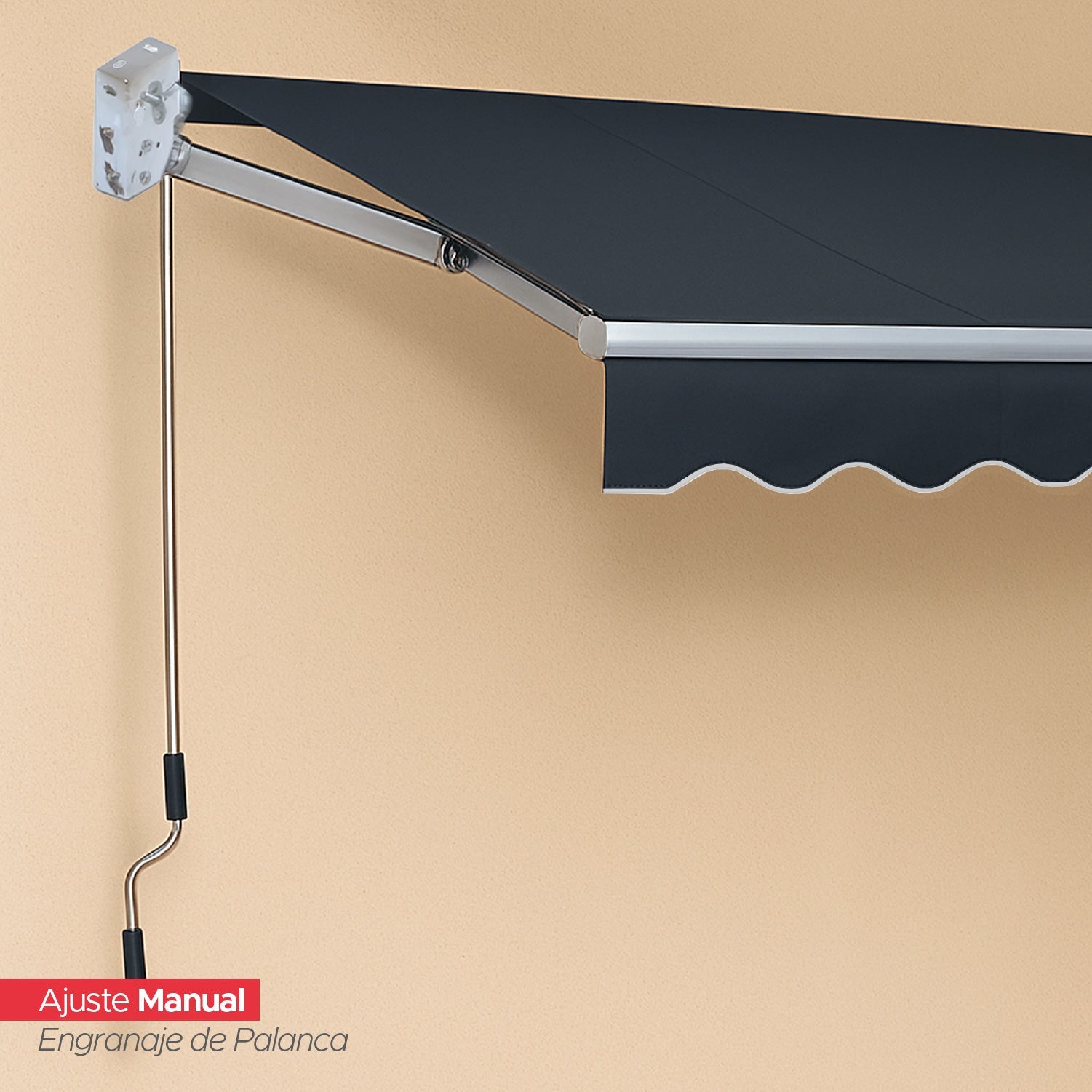 Toldo Retráctil 200x150 Cm Gris Grafito Brazo Manual Para Terraza Vincenzi