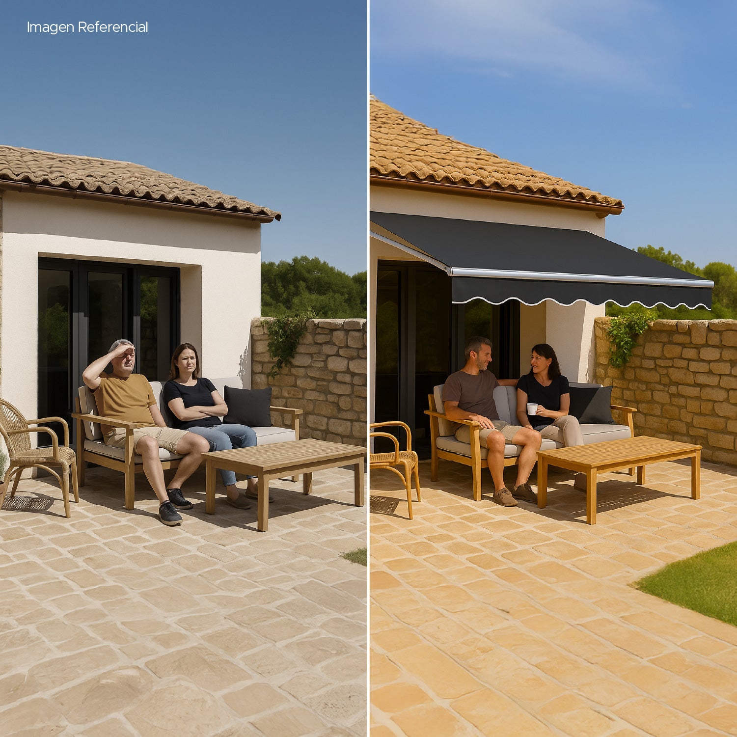 Toldo Retráctil 200x150 Cm Gris Grafito Brazo Manual Para Terraza Vincenzi